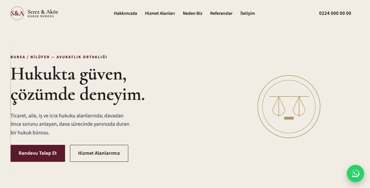 Avukat / hukuk bürosu web sitesi örneği